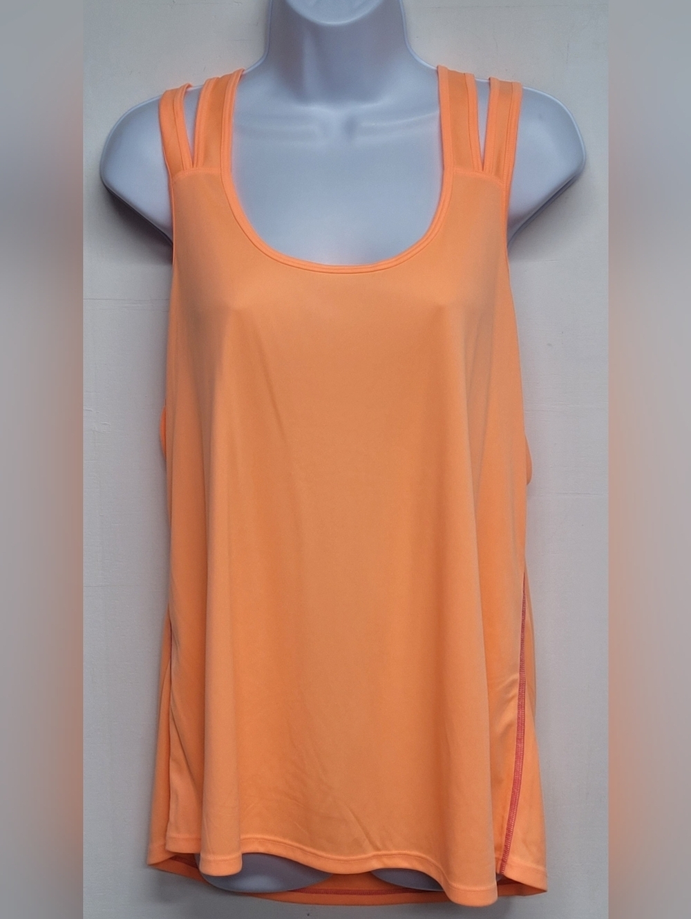 Avia XL Double Strap Racerback Athletic Tank Tee Neon Orange Gym Workout